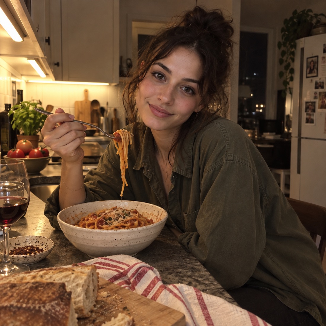 An AI-generated example of a homemade pasta dinner